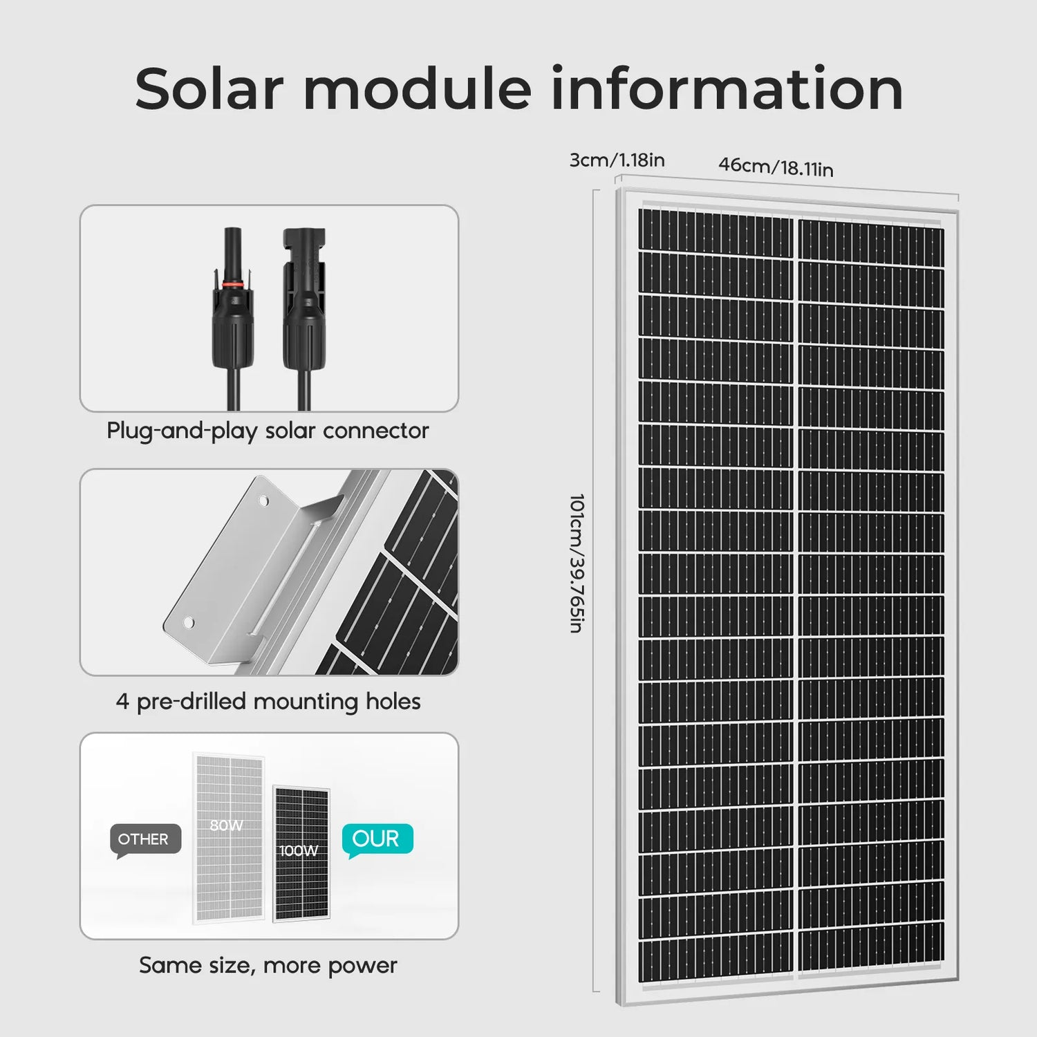100W 12V Monocrystalline Solar Panel